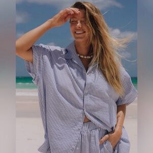 Daily Drills Blue and White Striped Shirt